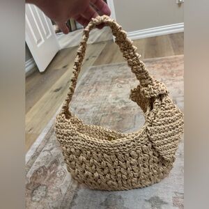 Chic Woven Cream Shoulder Bag